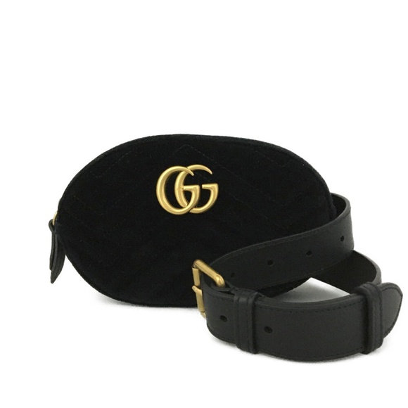 GUCCI - GG Marmont Quilted Velvet Crossbody Shoulder Bum R1.147 - Picture 1 of 3
